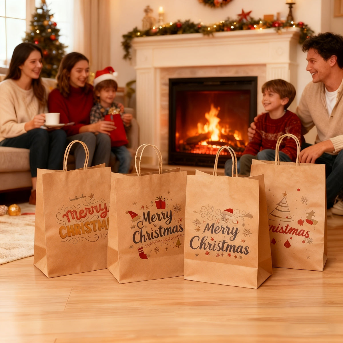 Kraft Paper Gift Bags with Twisted Handles, 100-Pack Bulk Packaging in Small, Medium and Large Size Options for Wedding Favors, Holiday Gifts and Retail