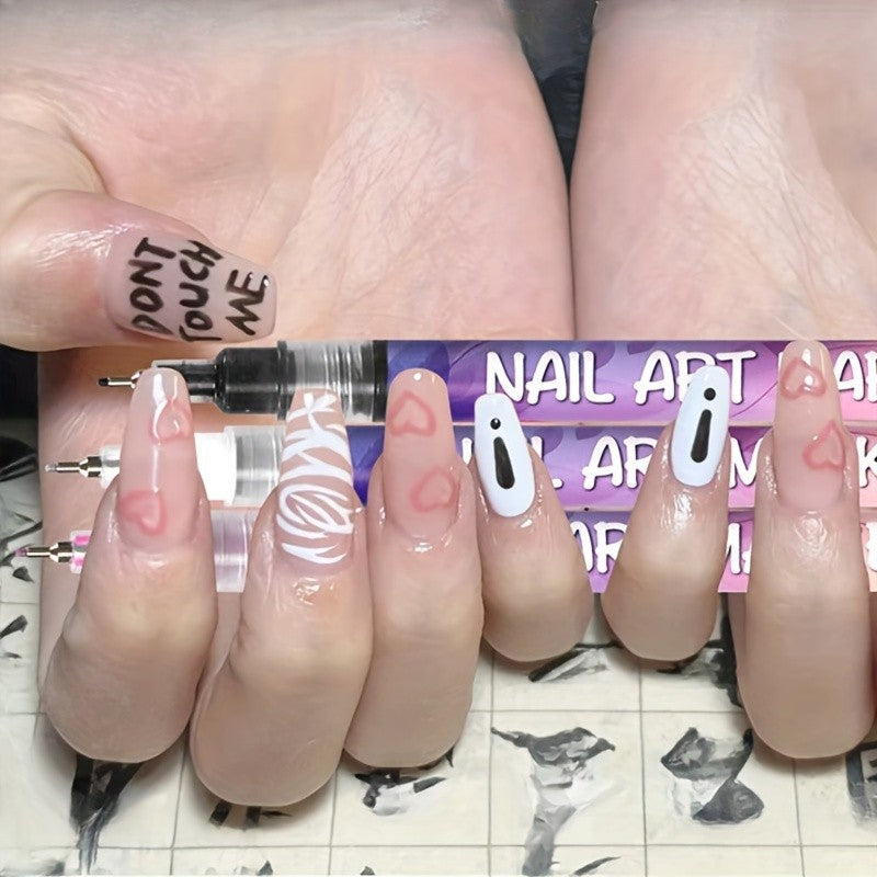 12-Color Nail Doodle Pen Set with Nail Art Practice Card, Quick-Drying Manicure Markers for Decorative Dots, Lines and Freehand Designs at Home or Salon