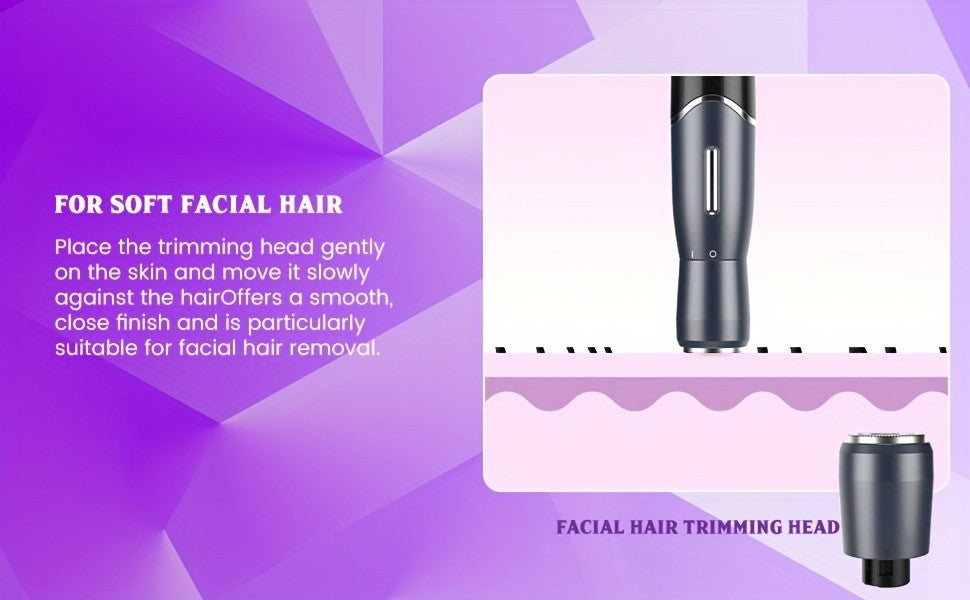Bikini Trimmer for Women, 4-in-1 Painless Electric Shaver for Face, Eyebrows, Ear and Nose, Cordless Body Shaver with Replaceable Heads for Bikini Line, Arms and Legs, Rechargeable 500mAh, for Travel