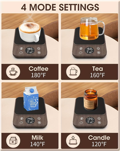 Coffee Mug Warmer with Hourly Drink Reminder, 9 Temperature Settings from 100-180°F, 4 Heating Modes, 1-12 Hour Timer and Auto Off for Desk Coffee and Tea