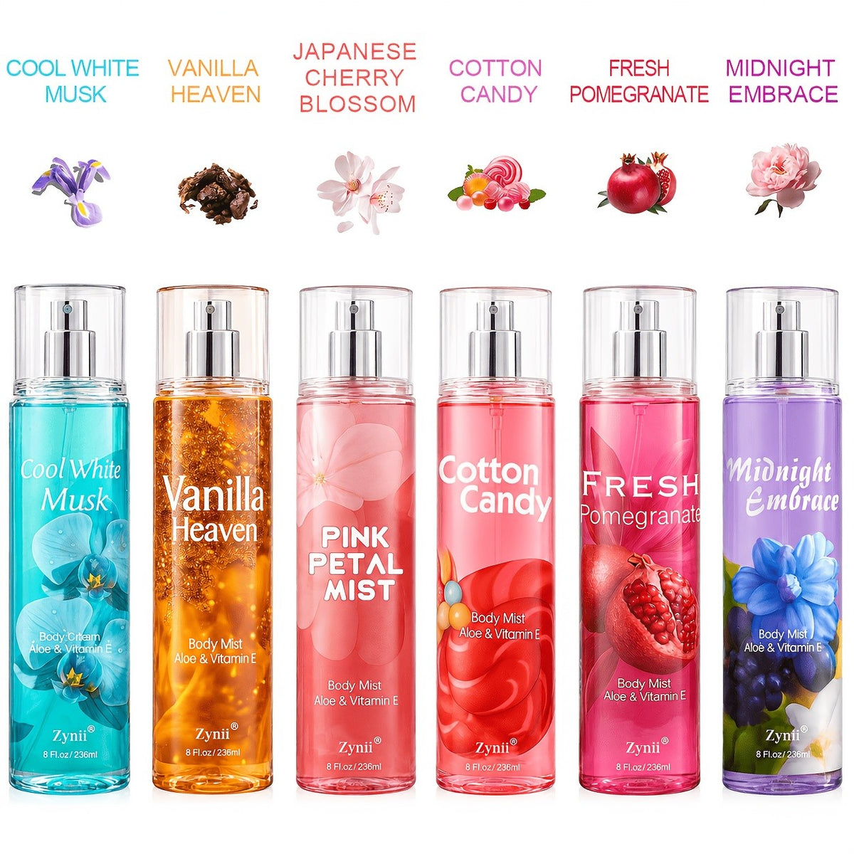Women's Fragrance Mist for Hair and Body with Cool White Musk, Midnight Embrace and Cotton Candy Labels, Size and Upgraded Options for Daily Wear and Gifts