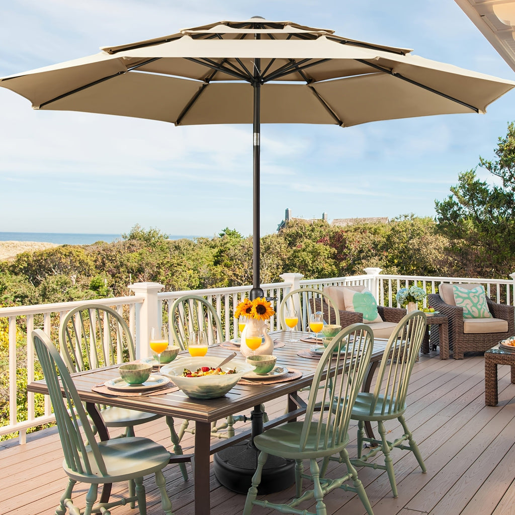 Fillable Patio Umbrella Base with 38mm Opening, Round Plastic Stand for Water or Sand Ballast with Built-In Handle for Garden and Lawn Shade Setups