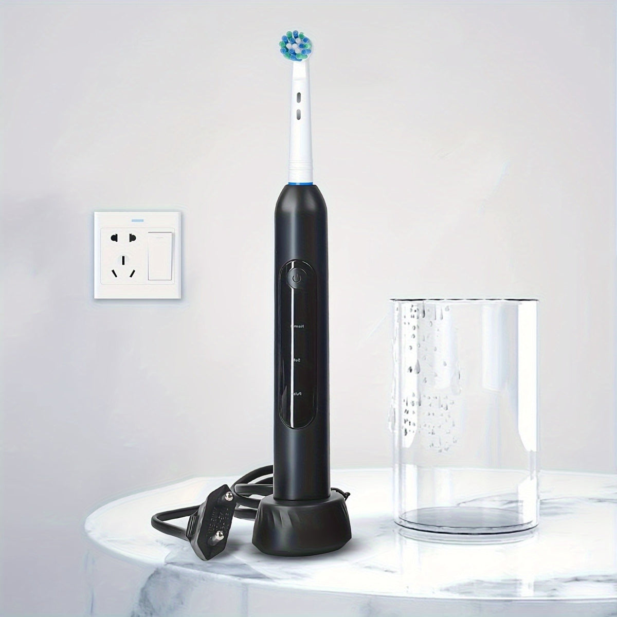 Rotating Electric Toothbrush with 8 Replacement Heads, Wireless Induction Charging, 3 Cleaning Modes, IPX7 Waterproof, Round-Head Oscillating Brush for Oral Care, Gift for Family & Parents