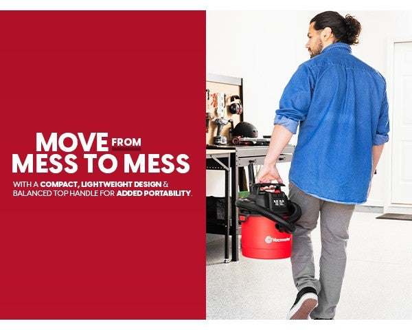 Vacmaster Wet Dry Vacuum Cleaner, 2.5 Gallon Portable Shop Vacuum with Listed 2 Peak HP, Blower Function, Wall-Mount Design and On-Board Storage for Home Cleanup
