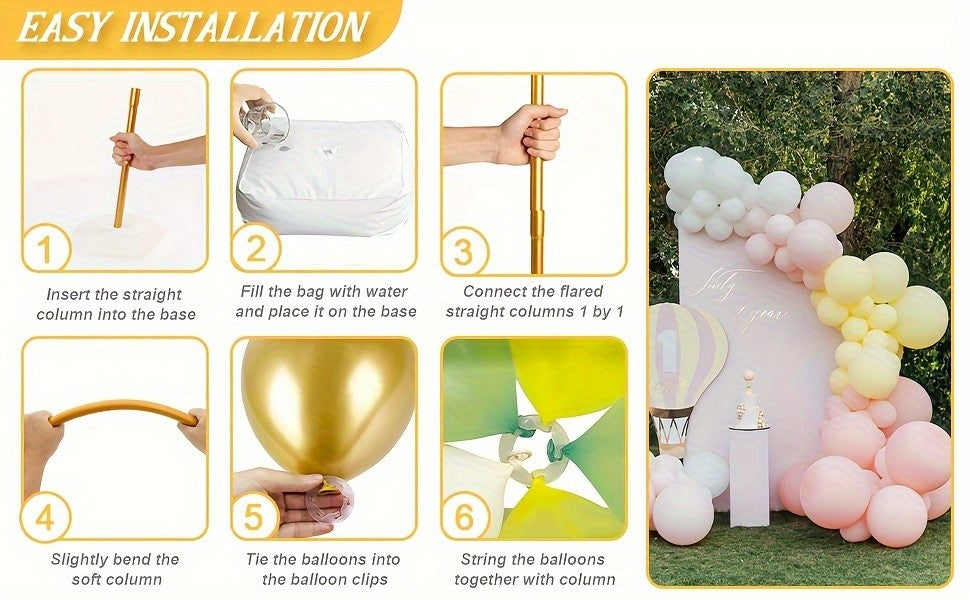 Half Balloon Arch Stand Kit with Listed Base, Bendable Party Backdrop Frame in One or Two Piece Options for Weddings, Birthdays and Graduation Celebrations