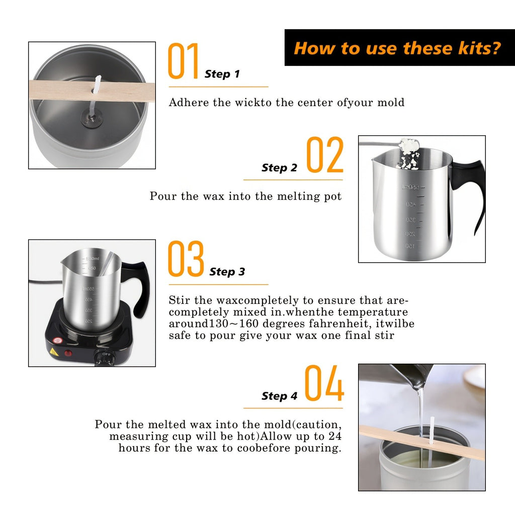 Candle Making Kit with Electric Heater, Listed 2lb Soy Wax, Stainless Steel Pouring Pot, Digital Thermometer and 50 Wicks for Adult DIY Candle Crafts