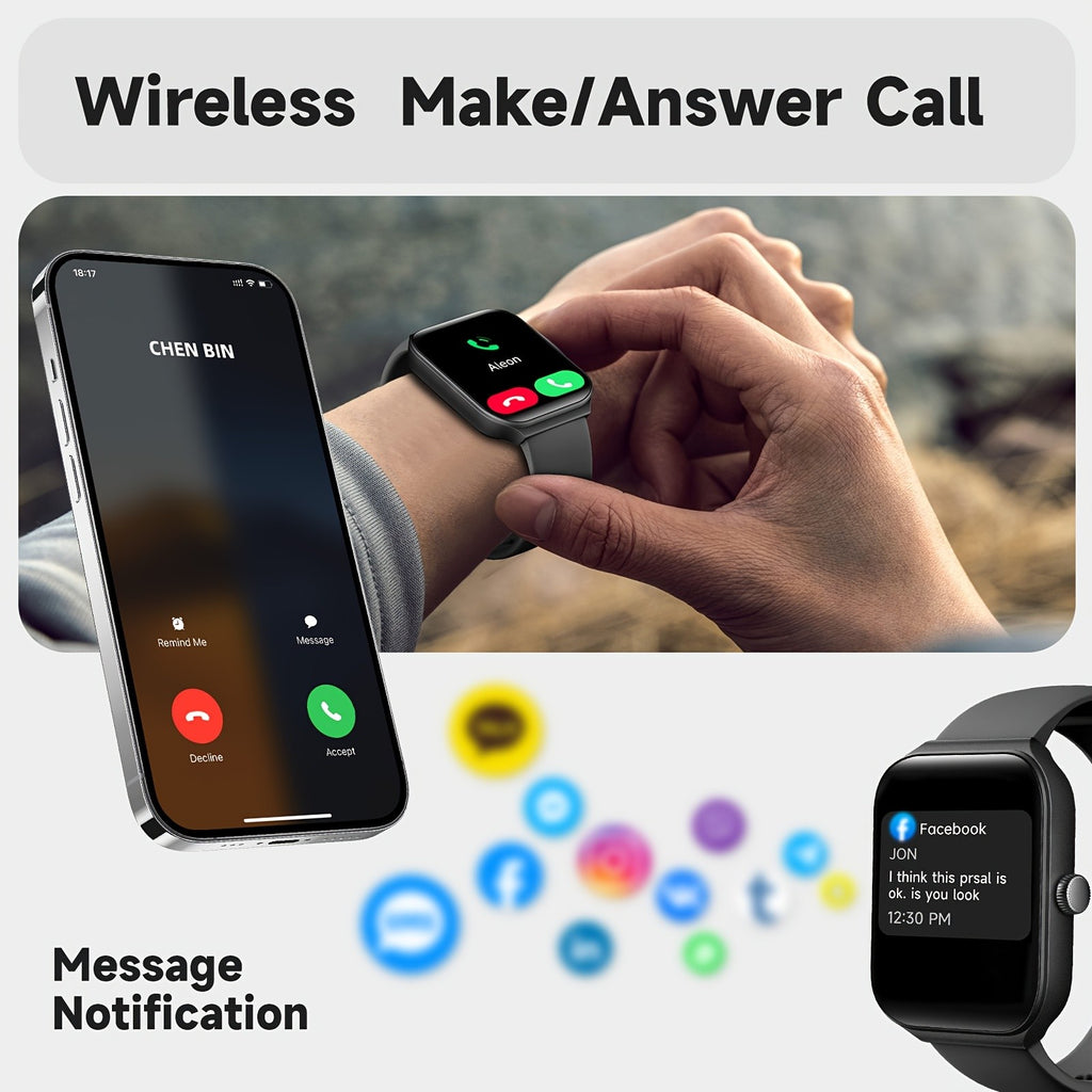 1.95 Inch Smart Watch with Alexa Built-in, Wireless Call Smartwatch with 100+ Sport Modes, Fitness Activity Tracker & Pedometer, for iPhone & Android, HD Touch Screen, Birthday & Mother's Day Gift