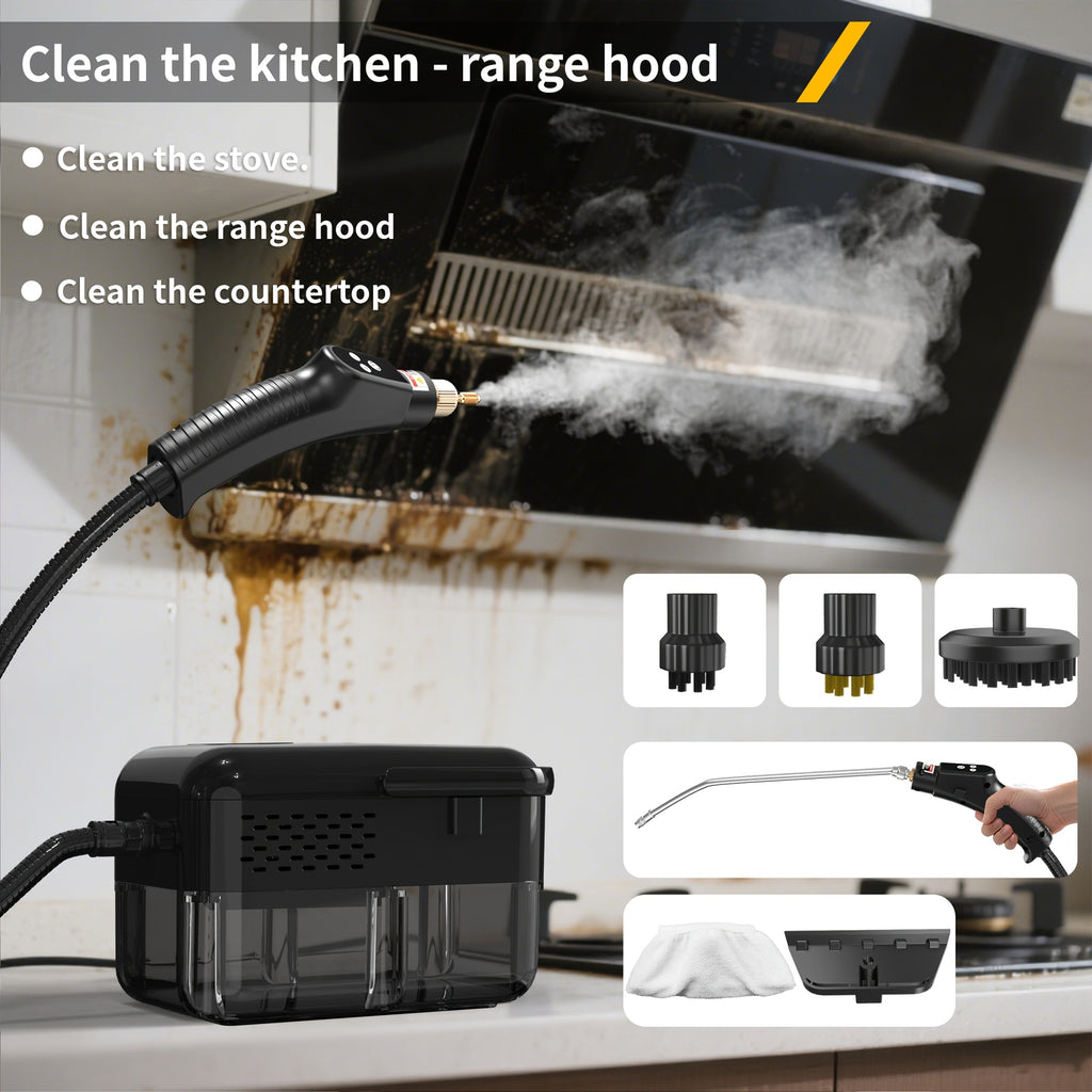Adjustable Steam Cleaner for Kitchen Grease and Tile Grout, Listed 2500W Power and 40.58oz Tank with Upgraded and Smart Model Color Options for Home Cleaning