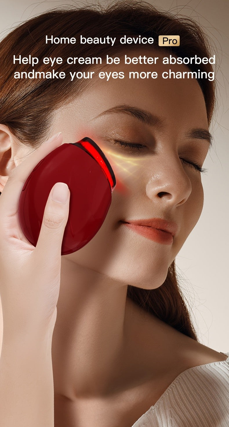 Burgundy Handheld Facial Care Device with Three Listed Skincare Modes, USB Rechargeable Power, Ergonomic Design and Color Light Features for Home Beauty Routines