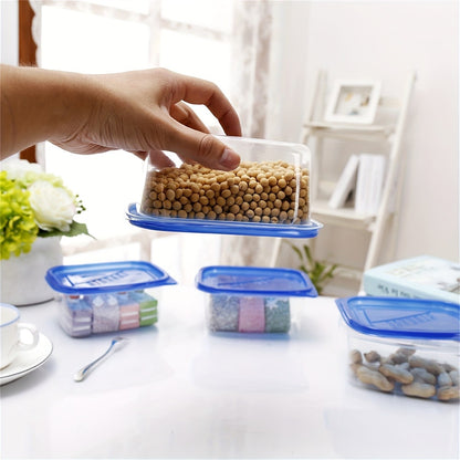 Transparent Plastic Food Storage Set with Random Lid Colors, Listed Six-Piece Reusable Stackable Kitchen Containers for Rice, Grains, Fruit and Vegetables