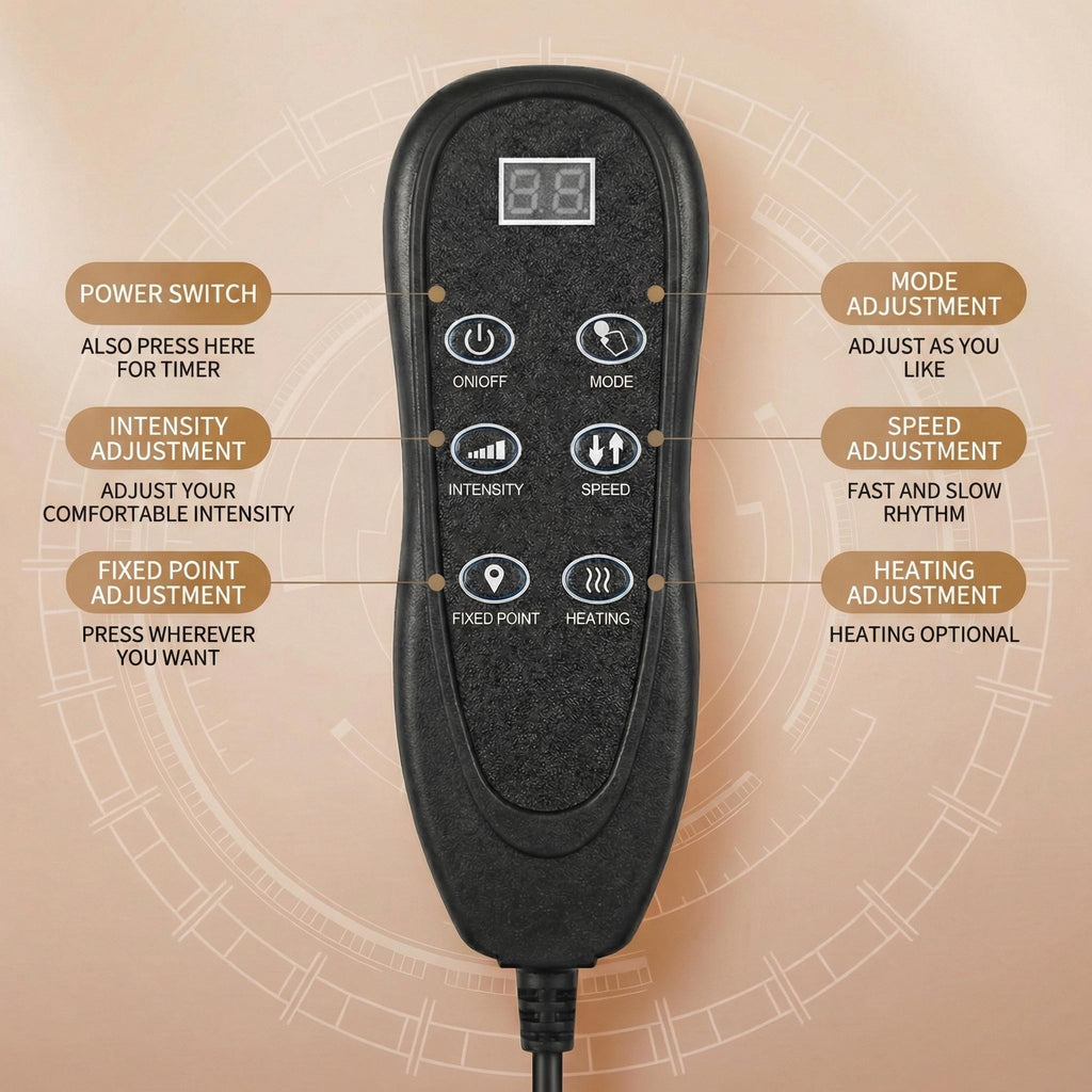 Heated Massage Pad for Home Relaxation, Brown Foldable 5-in-1 Body Massage Mat with Listed Multiple Modes for Neck, Shoulders, Back, Waist and Legs