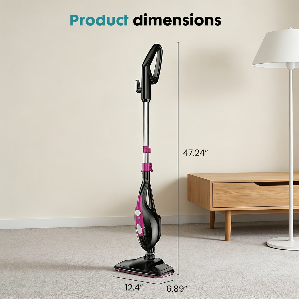 10in1 Steam Mop, 1550W Detachable Handheld Floor Cleaner with 16ft Power Cord 2 Washable Pads for Hardwood Tile Carpet and More