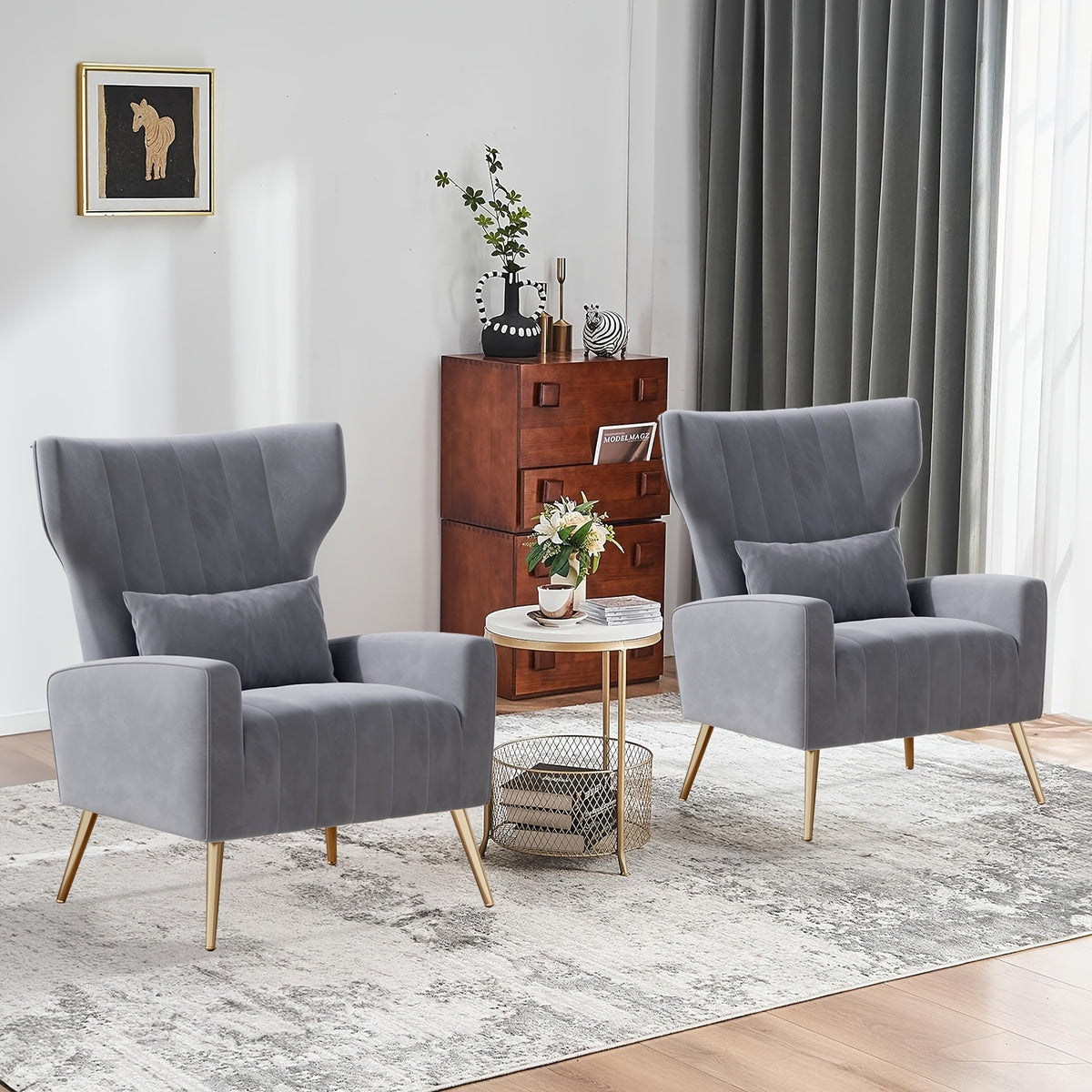 Velvet Accent Armchair with Metal Legs and Spring Support, Sponge-Filled Mid-Century Modern Reading Chair for Living Room and Cozy Seating Corners