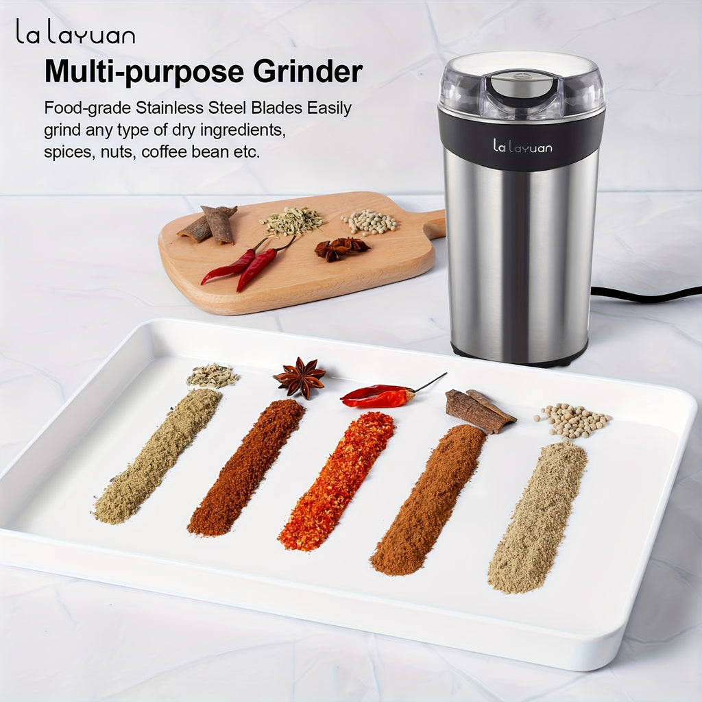 Coffee Bean Grinder with 200W Motor and Stainless Steel Chamber, One-Touch Electric Blade Mill for Home Coffee and Spice Prep, 2.7oz Capacity