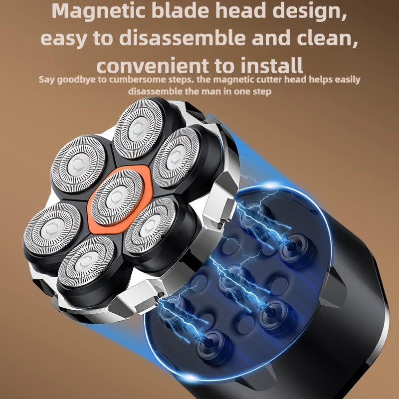 Men's Bald Head Shaver with Listed 7D Rotary Design and Rechargeable Operation, 5-in-1 Grooming Kit, Single-Function, Upgraded 2025 or A+ Options