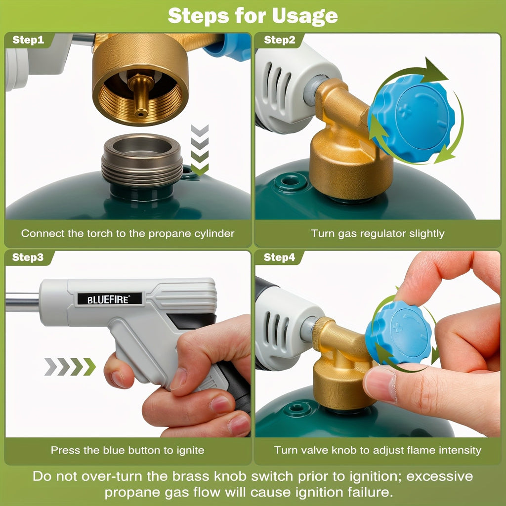 Propane Weed Torch Kit with Tank-Connected Outdoor Burner Model Options, BF-1711, Koman-Q0001 and HD Series for Experienced Adult Yard Maintenance