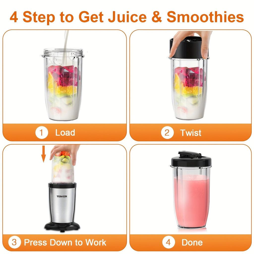 Smoothie Blender Combo 11-Piece Set, Personal Blender and Grinder with 2 x 17oz and 10oz To-Go Cups, Protein Shake Mixer for Kitchen, Frozen Drinks and Food Prep