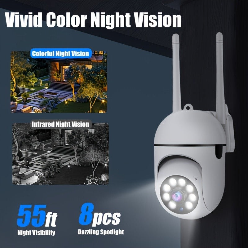 5MP WiFi Security Camera 4-Pack by PHANSATIM with USB Cables, 2.4GHz PTZ Motion Tracking, Color Night Vision, Spotlight, Siren and Two-Way Audio