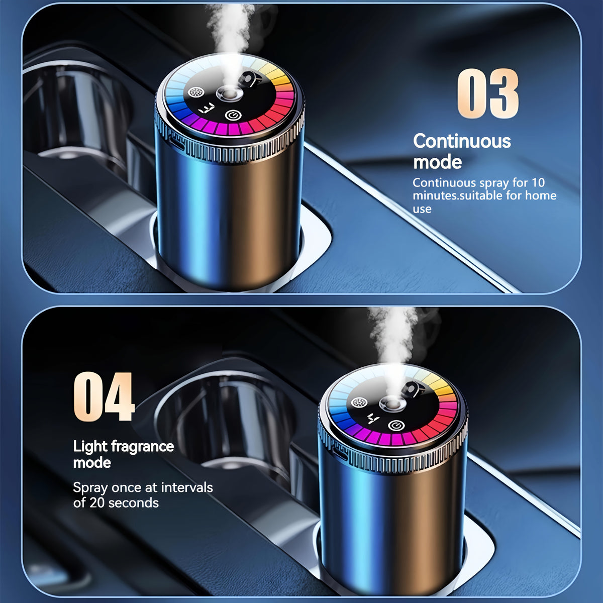 Starry Sky Car Fragrance Diffuser with Adjustable Scent Intensity and Dynamic Lights, One or Three Bottle Fragrance Options for Vehicle Interior Styling