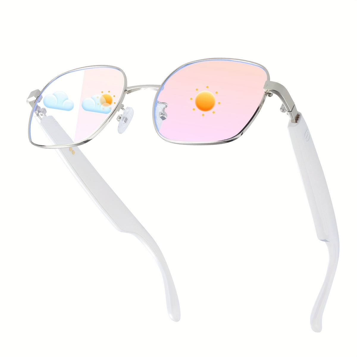 Auto-Tint AI Translation Glasses with Listed 164-Language Support, Calling and Music Playback, Black Metal or UF05 Gold and Silver Lens Options