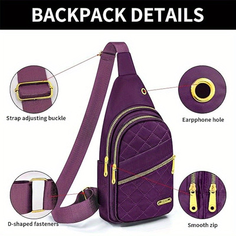 Quilted Sling Bag for Women, Lightweight Solid Color Crossbody Chest Purse for Daily Carry, Casual Outings and Travel, Seven Listed Style Options