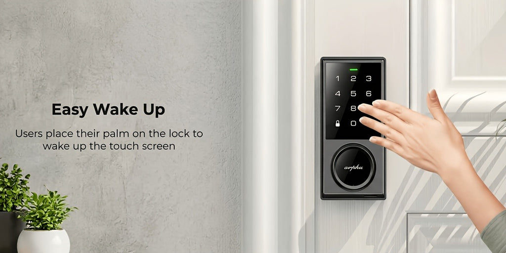 Touchscreen Smart Deadbolt Lock by ARPHA in Black with Digital Keypad, WiFi App Control, Auto-Lock and Anti-Peeping Password Features for Compatible Doors