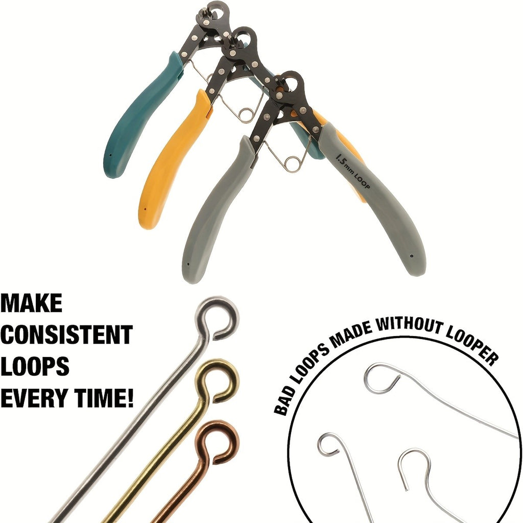 Multi-Size Ring Pliers for Jewelry Making, Single Dark Green Craft Tool with Listed 1.5mm, 2.25mm and 3.0mm Sizes for Compatible Copper Wire and DIY Projects