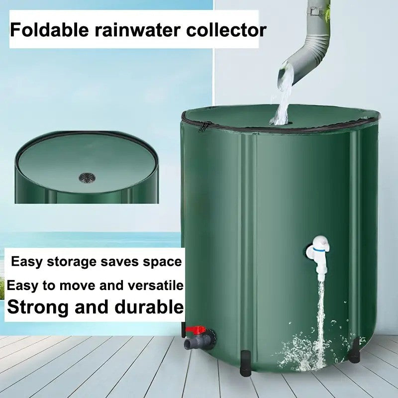 Rain Barrel Water Collection Tank with Multiple Listed Capacities, Plastic Garden Water Storage Container in Black or Green for Backyard Watering and Lawn Care