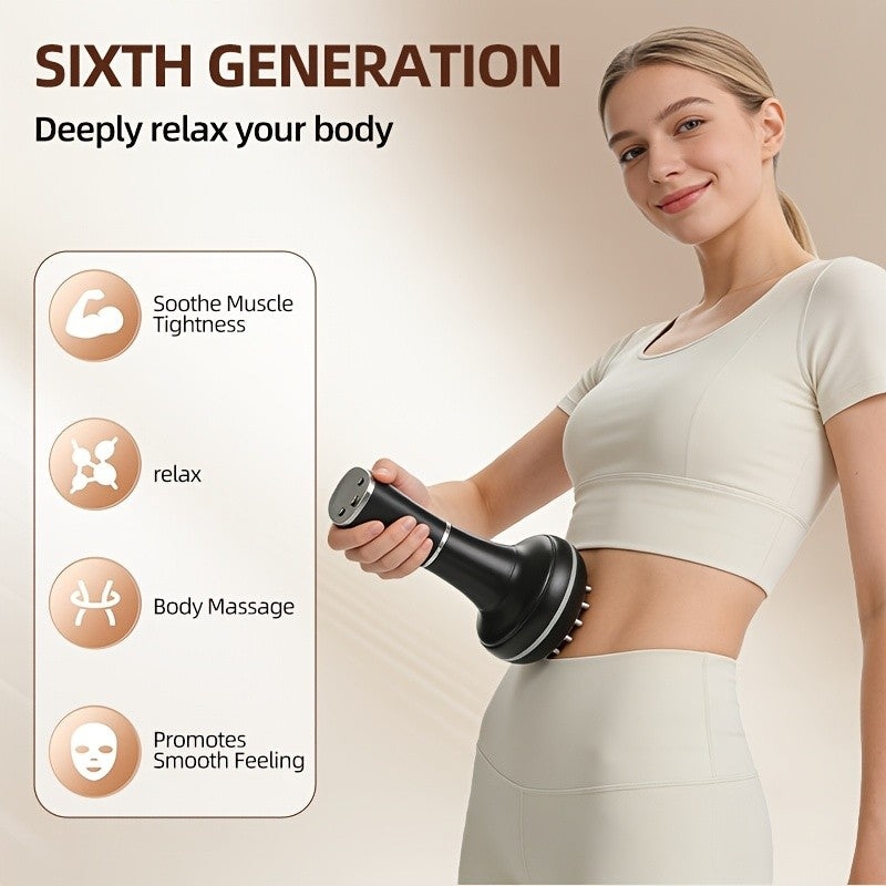 Electric Meridian Massager Handheld, Full Body Acupoint Scraping and Pressing Massager with USB Charging, Smart Body Massager for Abdomen, Legs, Back, Shoulders and Neck Relief, Guasha Massage Tool for Daily Self-Care, White and Black