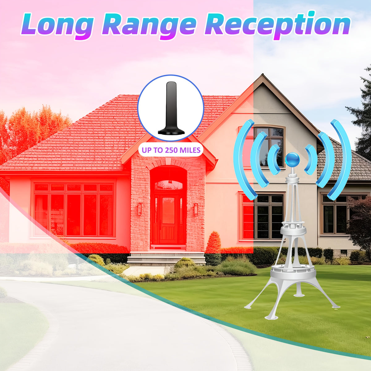 HDTV Broadcast Reception Antenna in Black for Compatible Television Setups, with Listed 4K and 1080P Support for Local Over-the-Air Viewing
