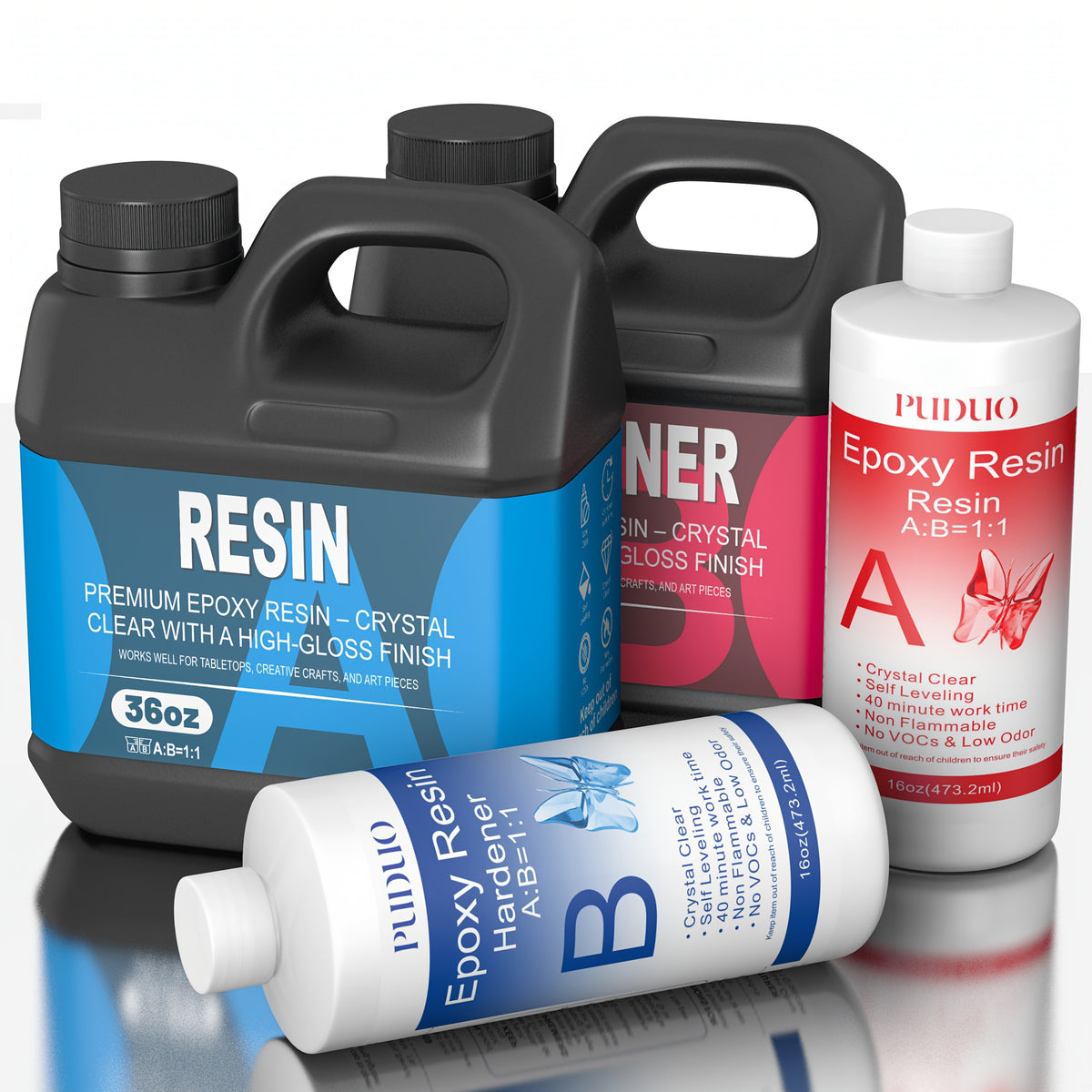 Two-Part Clear Epoxy Resin Kit, A/B Craft Resin in Listed 16oz, 32oz or 72oz Options for Adult Decorative Casting, Coating and Compatible Woodworking Projects