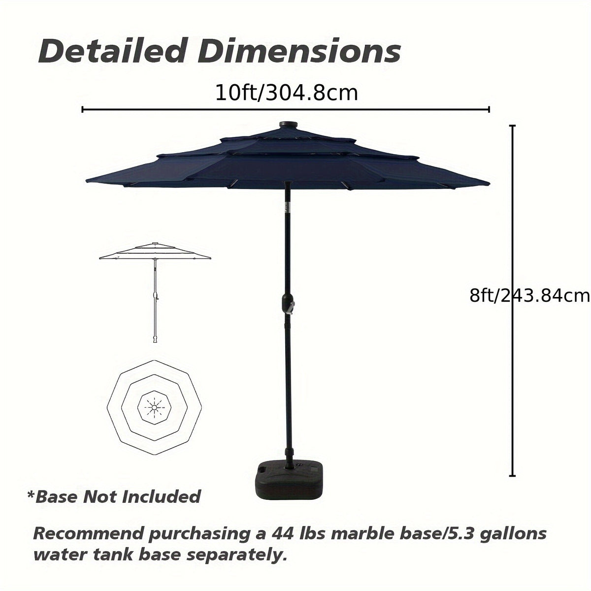 Triple Vented Patio Umbrella in Burgundy, 10ft or 11ft Outdoor Market Shade with Push-Button Tilt, Eight Ribs and 180GSM Yarn-Dyed Canopy for Garden Seating