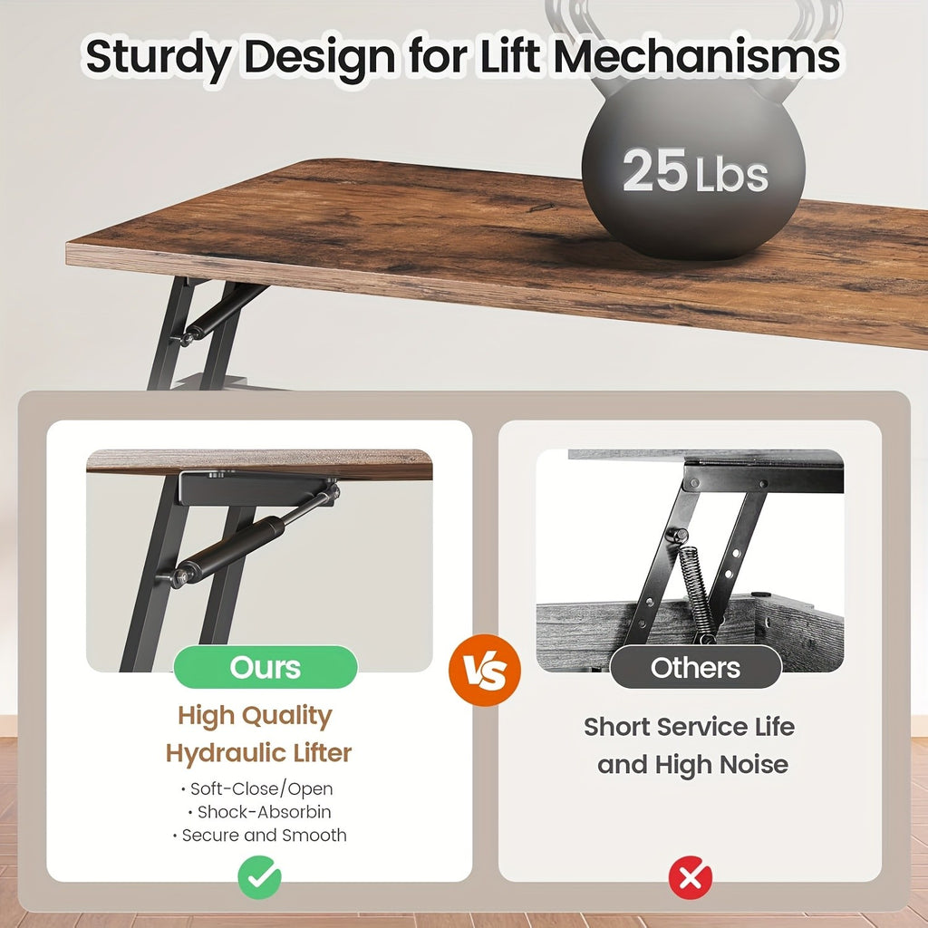 Lift Top Coffee Table with Storage, 31.5-Inch Square Farmhouse Design with Sliding Barn Door, Gas Strut Lift and Adjustable Shelves for Living Rooms