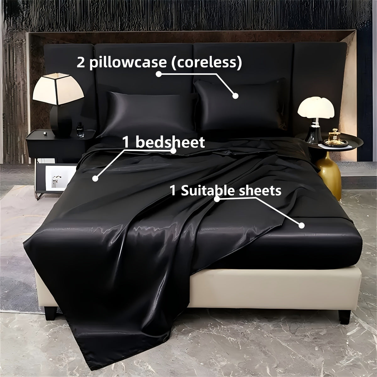 Colorful Dot Bedding Set, 4-Piece Silky-Feel Collection with One Fitted Sheet, One Additional Sheet and Two Pillowcases for Bedrooms and Guest Rooms