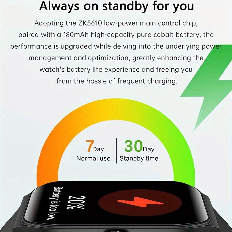 Full Touchscreen Smartwatch with Listed 1.83-Inch Display, Calling, Music and Multiple Sports Modes in Black, Golden, Pink or Silvery for Android and iPhone