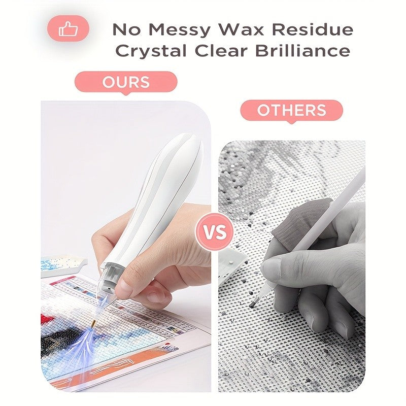 Diamond Art Electric Dotting Pen with Listed Storage Tray and Ergonomic Handle, Purple or White Two-Piece Upgrade Options for DIY Diamond Painting