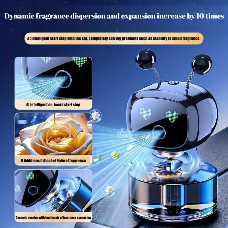 Four-Level Car Air Freshener with Rechargeable Diffuser and Listed Smart Eyes Feature, Black-Gulong, Blue-Ocean Fragrance or Red-Healton Options