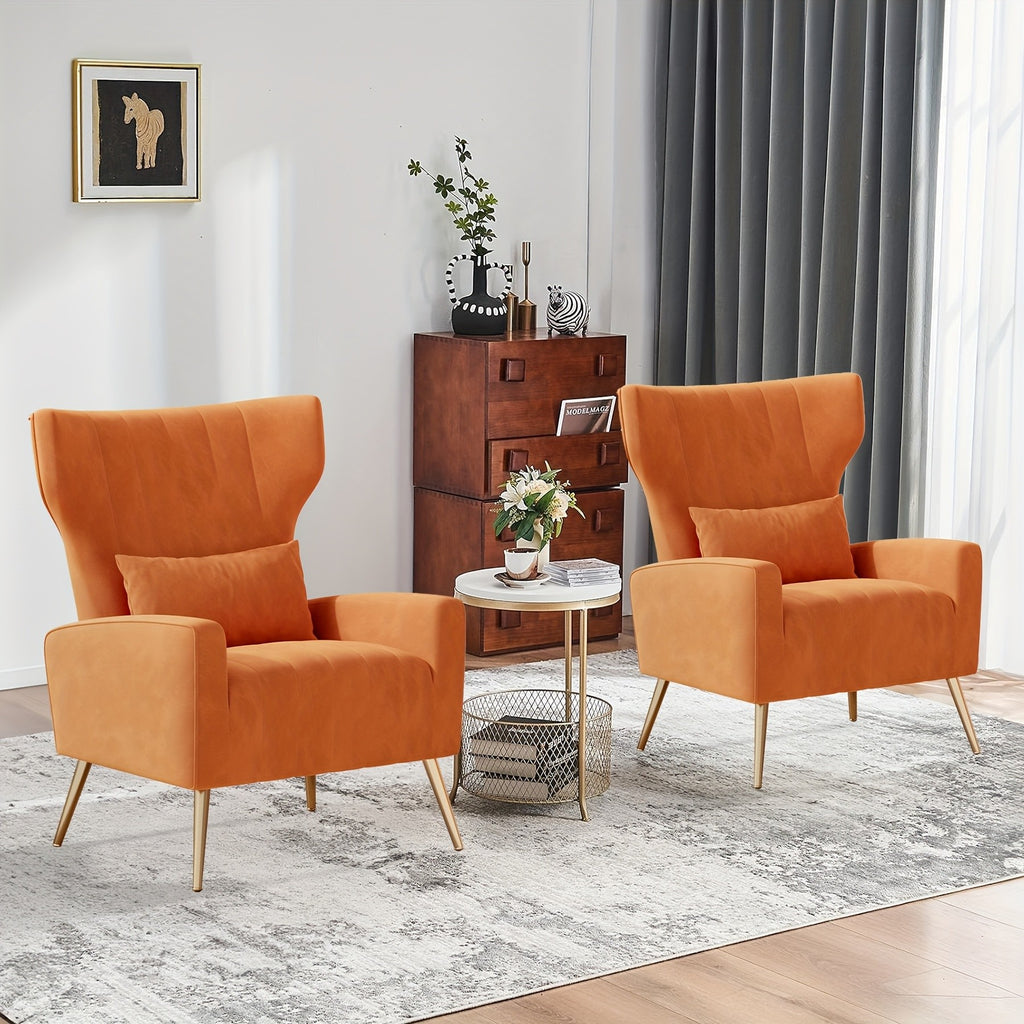 Velvet Accent Armchair with Metal Legs and Spring Support, Sponge-Filled Mid-Century Modern Reading Chair for Living Room and Cozy Seating Corners