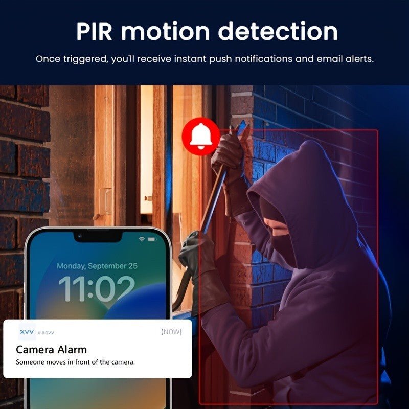 XIAOVV P6 4G Solar Security Camera for US Networks Only, No WiFi, 1080P Pan-Tilt Monitoring with PIR Detection, Color Night Vision and Two-Way Audio