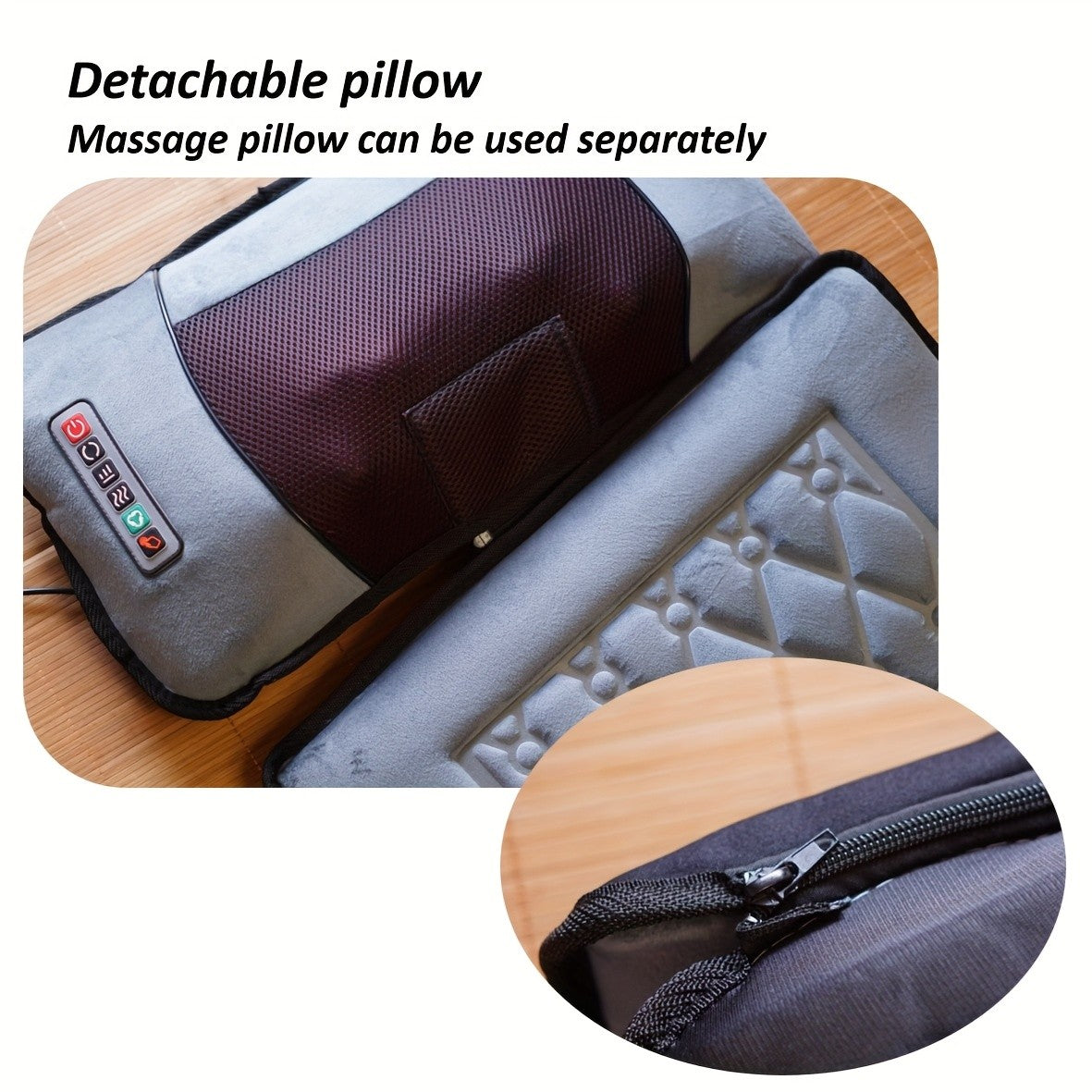 Full Body Massage Mat with Heat, 10-Zone Wave Vibration Pad and Kneading Pillow, Optional Foot and Calf Massager for Home Relaxation