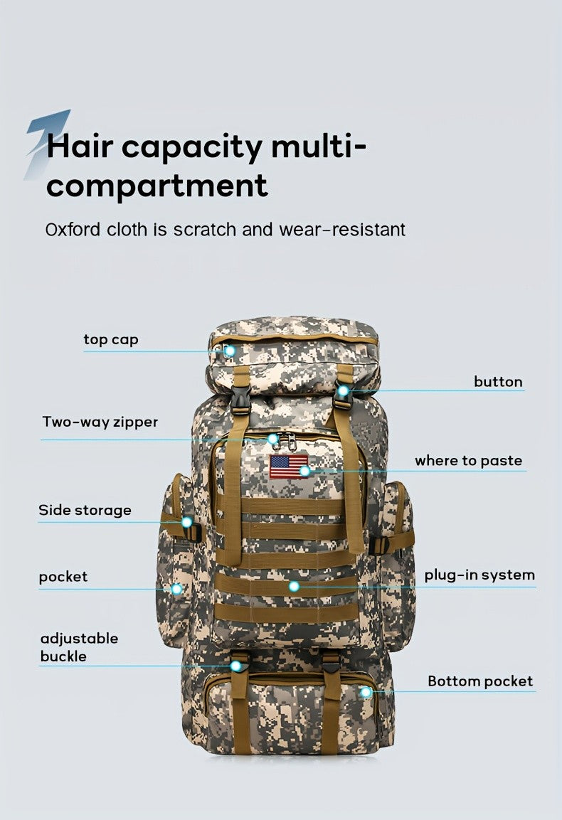 MOLLE Tactical Hiking Backpack with Multiple Compartments, Listed Two-Piece Set for Outdoor Gear Organization, Camping, Trekking and Adventure Travel