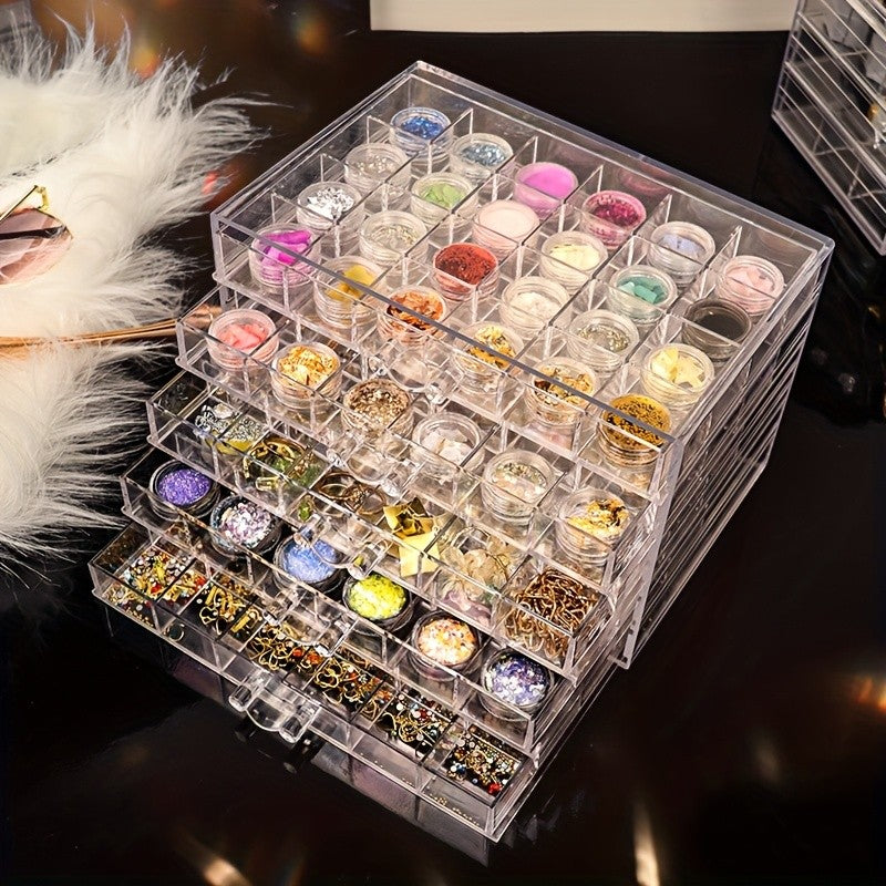 Three-Layer Jewelry Organizer with 72 Listed Compartments for Earrings, Rings and Small Accessories, Clear Storage Design with Optional Blank Painting Template