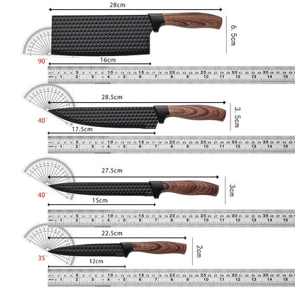Kitchen Chef Knife Set for Everyday Food Preparation, Listed 5Cr15MoV Steel Blades with PP Handles in Black 3- or 6-Piece and Brown 7-Piece Options