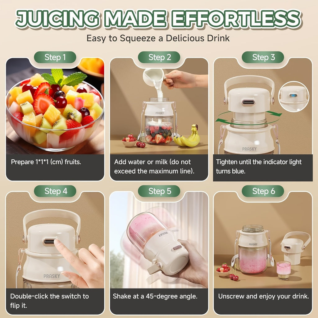 10-Blade Portable Blender 27oz, USB Rechargeable Personal Blender Cup for Smoothies, Shakes and Milkshakes, 800ml Travel Blender for Office, Gym, Picnics and Kitchen