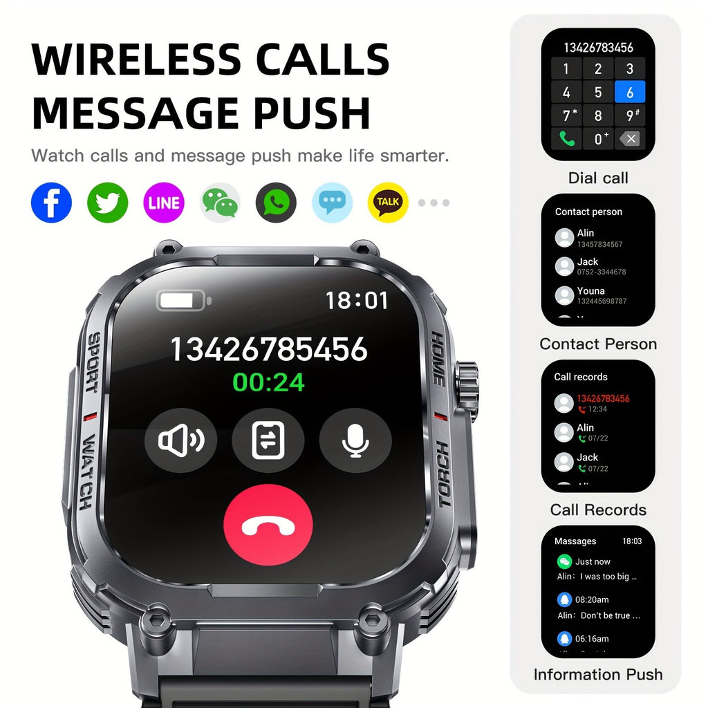 Calling Smartwatch with LED Flashlight, Listed 2.02-Inch TFT Screen, 100+ Sports Modes and Sleep Tracking in For iOS & Android Model for Everyday Activity