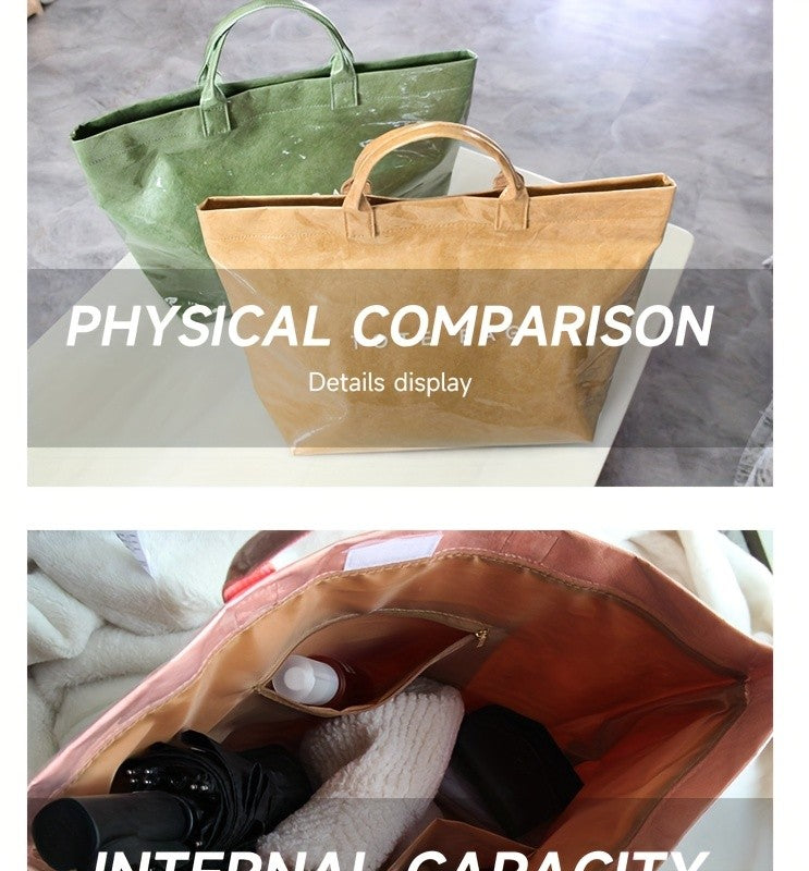 Double-Layer Tote Bag for Women with Classic Solid-Color Styling and Carry Handles, Everyday Handbag for Casual Outings in TT4, TT6 or TT1 Options