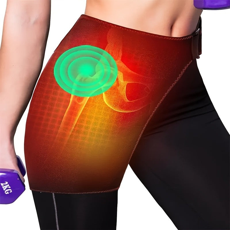 USB Hip Heating Pad in Black with Listed Three Heat and Vibration Settings, Soft-Fabric Personal Wrap with Cable and Manual, Power Bank Not Included