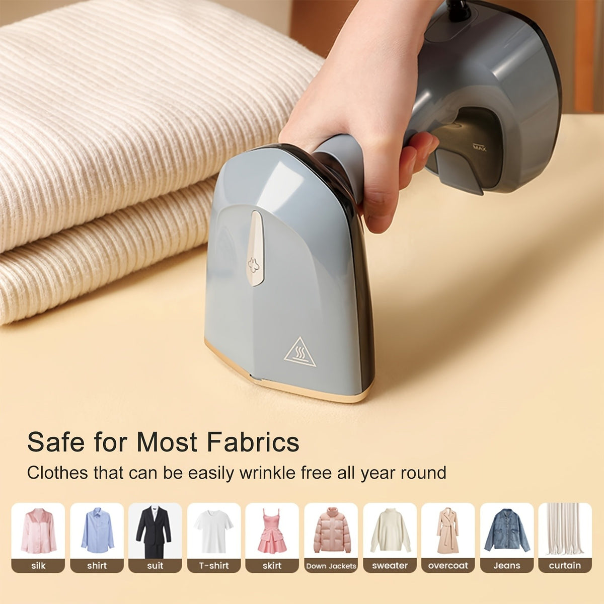 Foldable Clothing Steam Iron with Listed 1500W Power and 15-Second Heat-Up, Portable Handheld Garment Care Appliance in Grey or White for Home and Travel