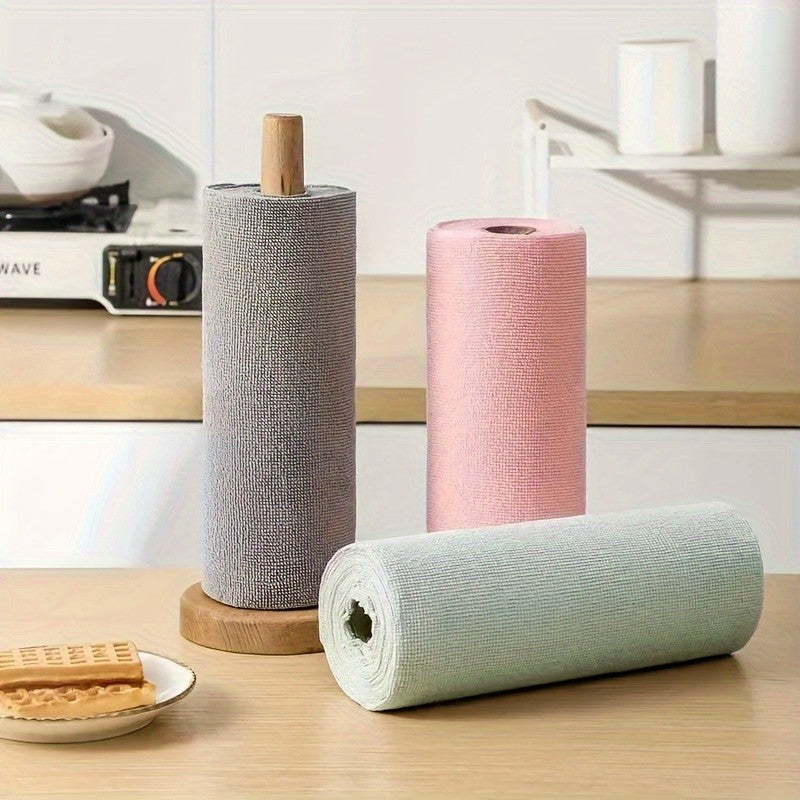 Reusable Cleaning Cloth Roll with 30 Listed Wipes, Microfiber Towel Format in Pink, Light Green or Blue for Household Kitchen, Car and RV Cleaning Tasks