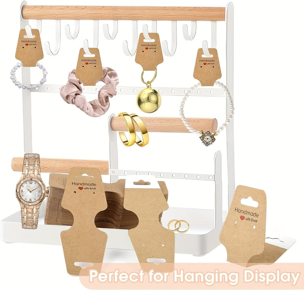Self-Adhesive Jewelry Display Card Kit, Listed 1000-Piece Assortment with 400 Cards, 400 Clear Bags and 200 Earring Backs for Small Business Packaging